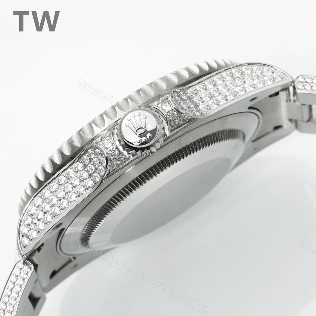 View 7 of KZ Factory Clean Factory TW Rolex GMT II Diamond Watch – Silver