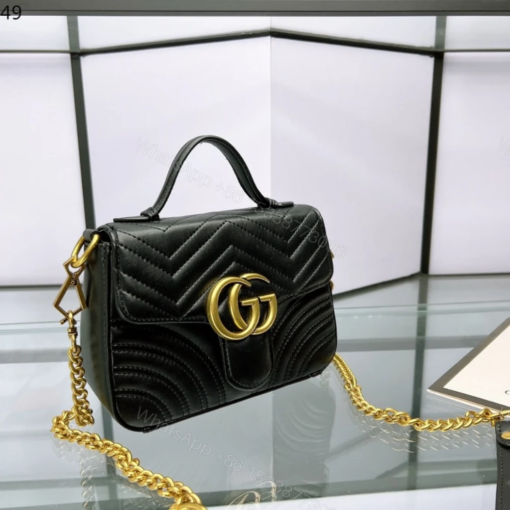 View 2 of Gucci GG Marmont Mini Top Handle Bag Black 20Cm 547260 DTDIT 1000
