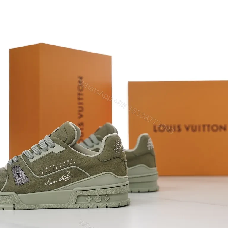 View 2 of Olive Allure: Luxe Everyday Trainer with LV Detail