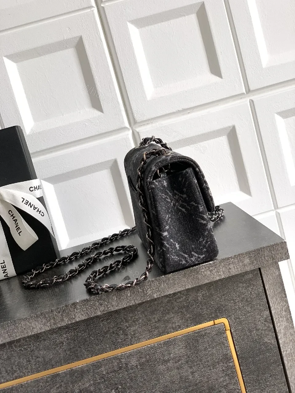 View 6 of Chic Textured Flap Bag with Signature Hardware