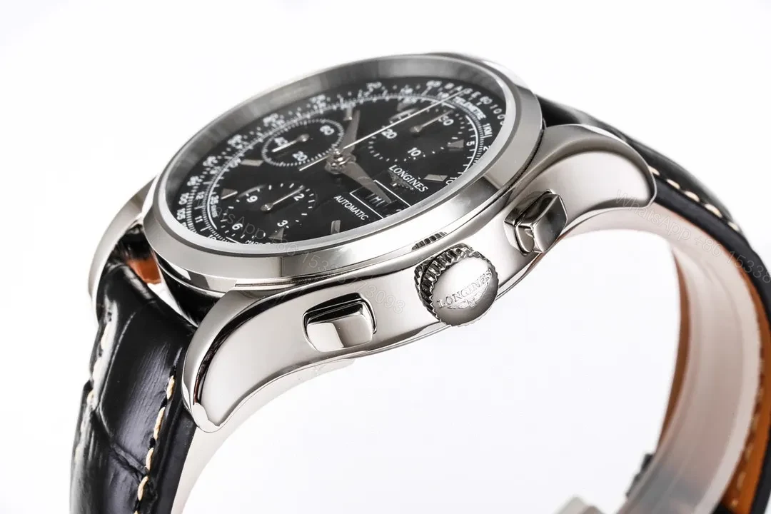 View 6 of Longines Classic Re Edition Men’s Watch Black Dial Stainless Steel Case Black Leather Strap 40mm