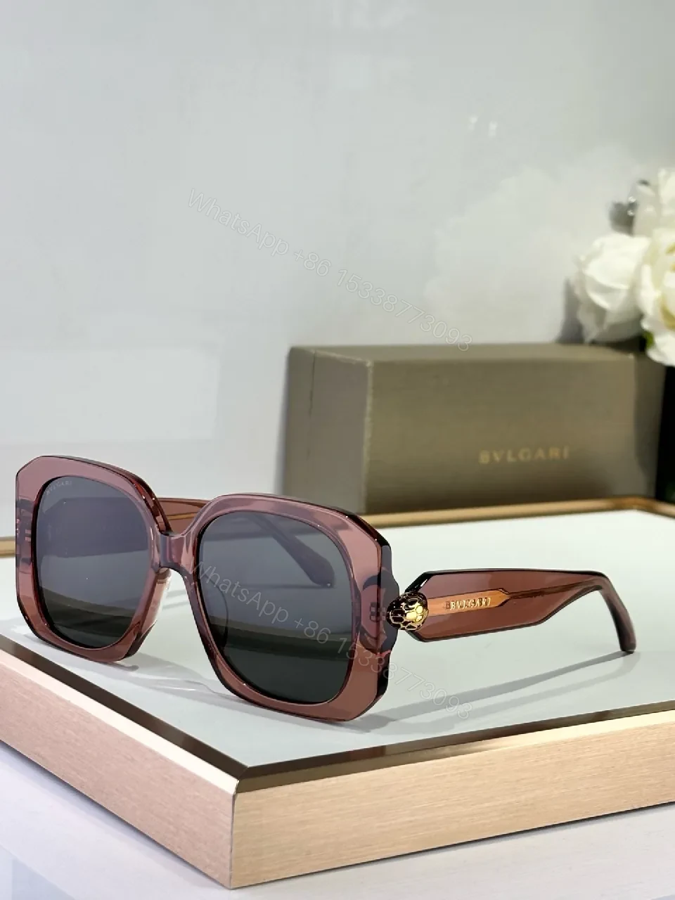 View 4 of Amber Frame Oversized Sunglasses - Gradient UV400 Lens, Acetate, Luxe Style