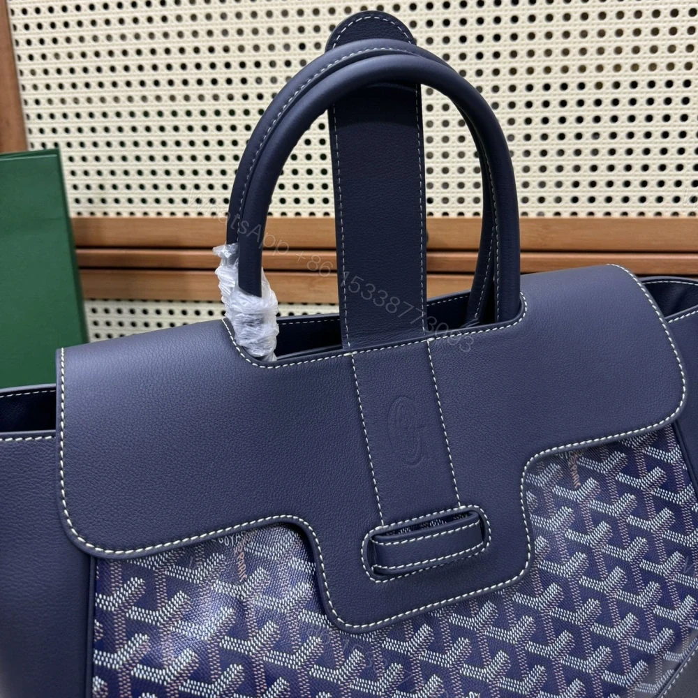 View 6 of 高仿Goyard*SAIGOC8手提托特包雙拼深藍大號免檢版