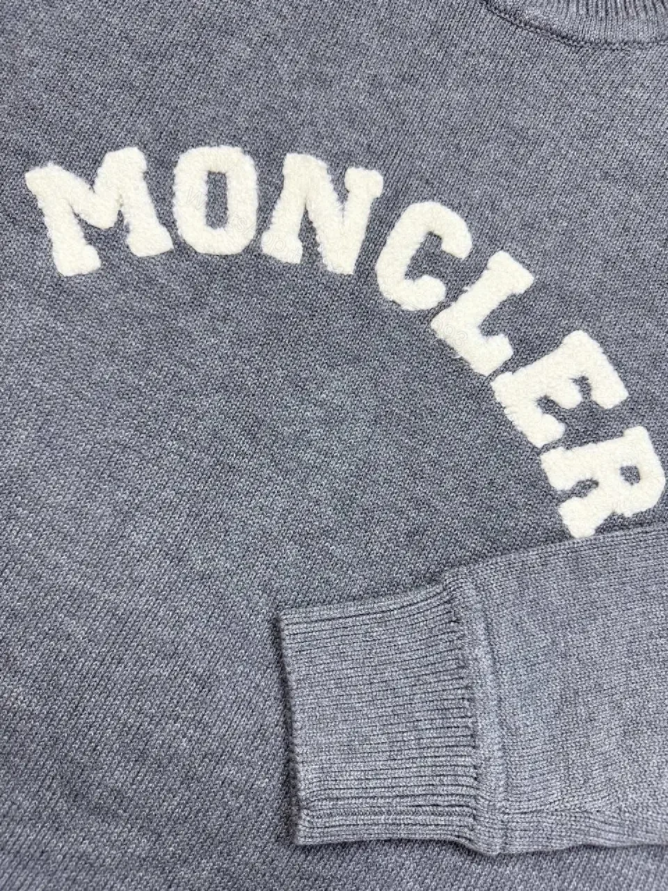 View 6 of Gray Knit Crewneck Sweater – Subtle Texture, Logo Accent