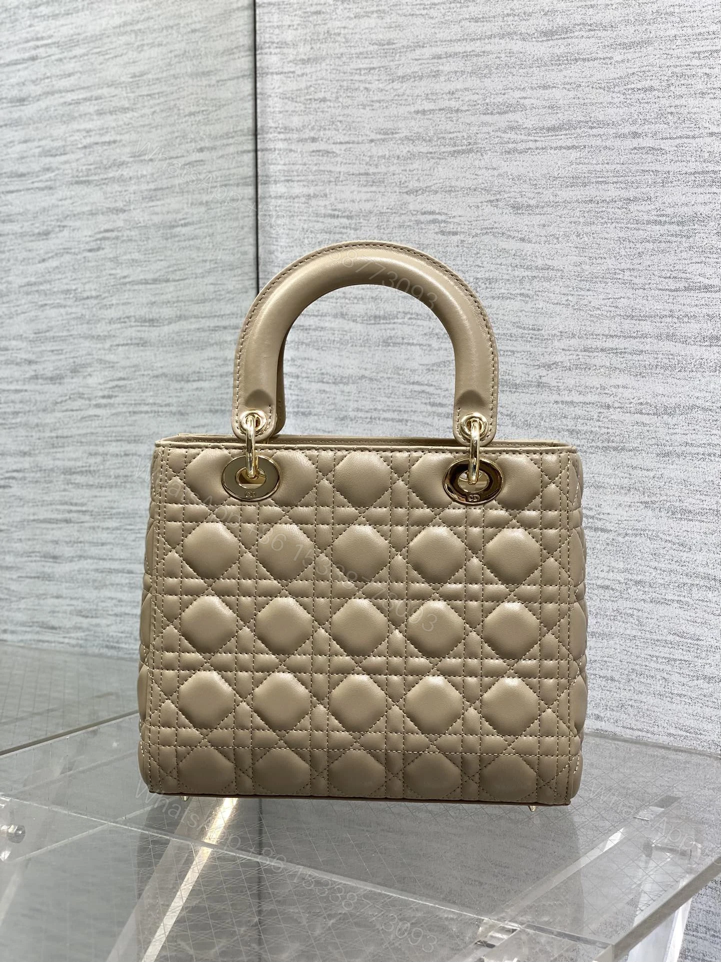 View 2 of DIOR MEDIUM LADY BAG 24 IN POWDER BEIGE GOLD HARDWARE
