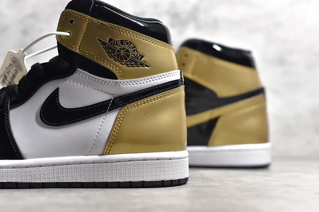 View 4 of Air Jordan 1 High Nrg Patent Gold Toe Reps