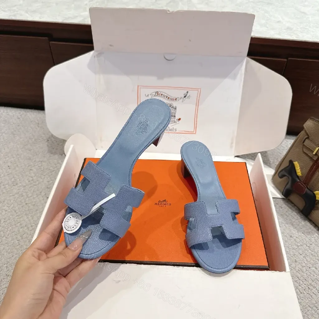 View 5 of Blue Leather Canvas? Hermès Style Iconic X-strap Sandals