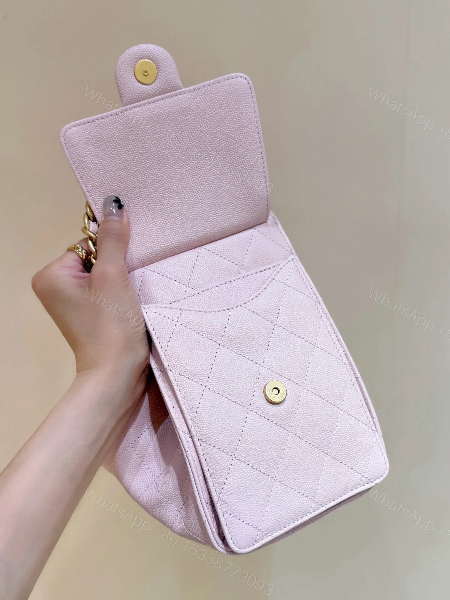 View 7 of CHANEL 25 HANDBAG IN PASTEL PINK WITH GOLD HARDWARE