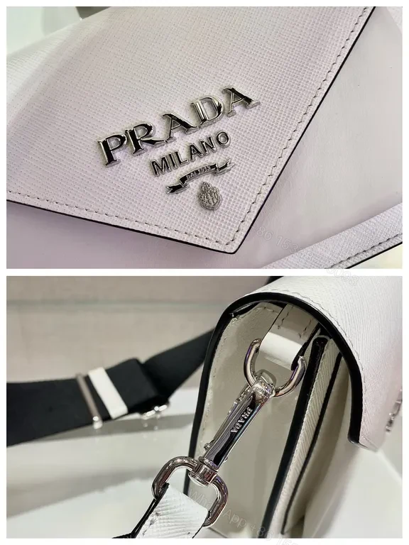 View 7 of White Prada Milano Crossbody: Luxe Saffiano Bag, Minimalist Chic
