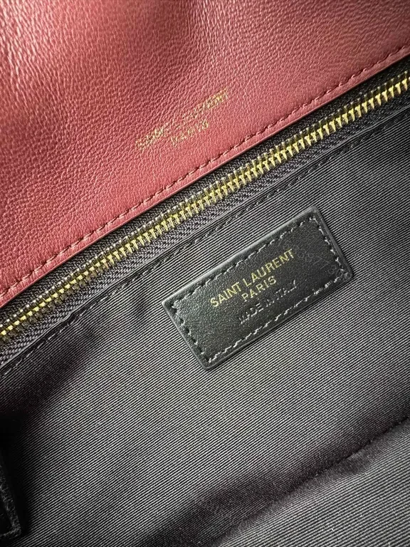 View 4 of Chic Burgundy Leather Flap Bag with Gold Chain Strap