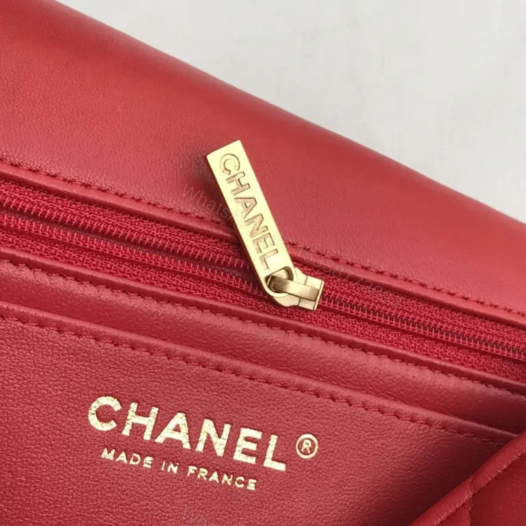 View 2 of Bold Red Quilted Calfskin Night-Out Bag with Crossbody Chain