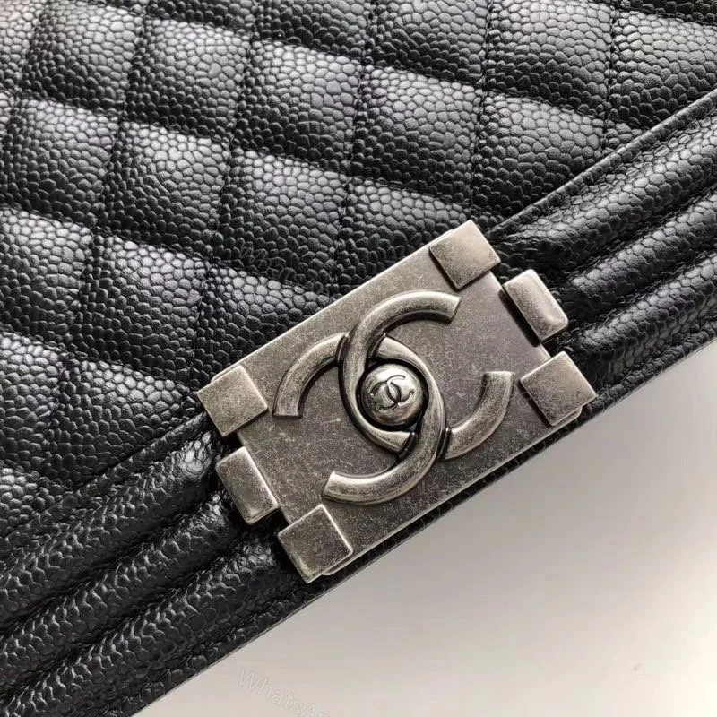View 5 of Chanel Boy Medium Handbag Black Sliver Hardware 25Cm