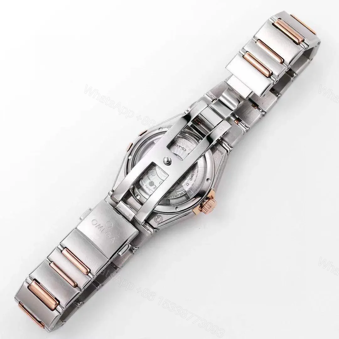 View 8 of Omega Constellation 29mm Women’s Watch V6 Version Two-Tone Stainless Steel and Rose Gold Diamond Set Bezel White Dial