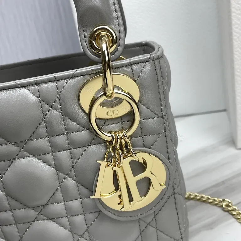 View 3 of Grey Quilted Charm Mini Handbag: Couture-Grade Luxury Bag