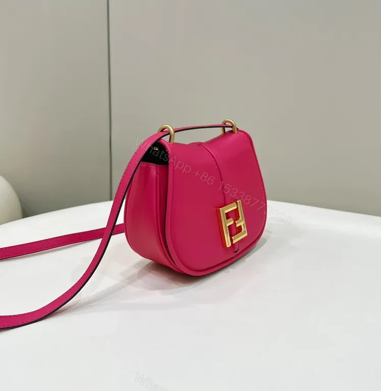 View 4 of Vivid Pink Crossbody Bag: Gold Accent, Luxe Leather, Compact