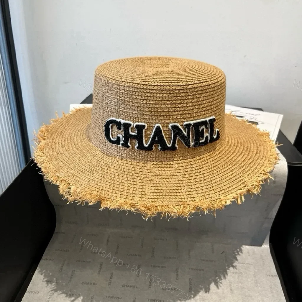 View 4 of Straw Sunray Hat Beige + Straw + Casual Luxe + Bold Logo + Hat
