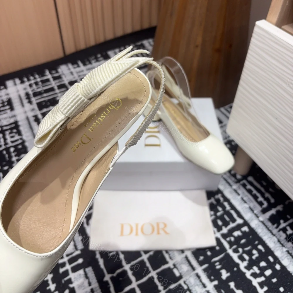 View 5 of 高仿Dior*Miss系列KDV271露跟蝴蝶結矮踭鞋白色免檢版