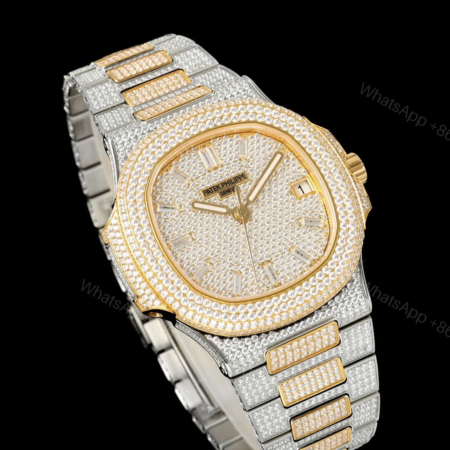 View 4 of Patek Philippe Nautilus 5711 BD1 Full Diamond Pavé Watch 40mm Luxury Edition AMG-PP-BD1-5711-2600-FULL-DIAMOND
