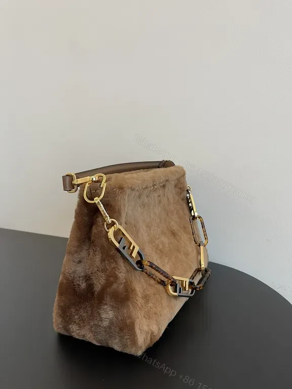 View 6 of Luxurious Fendi Fur Bag: Gold-Logo, Soft Texture, chic silhouette