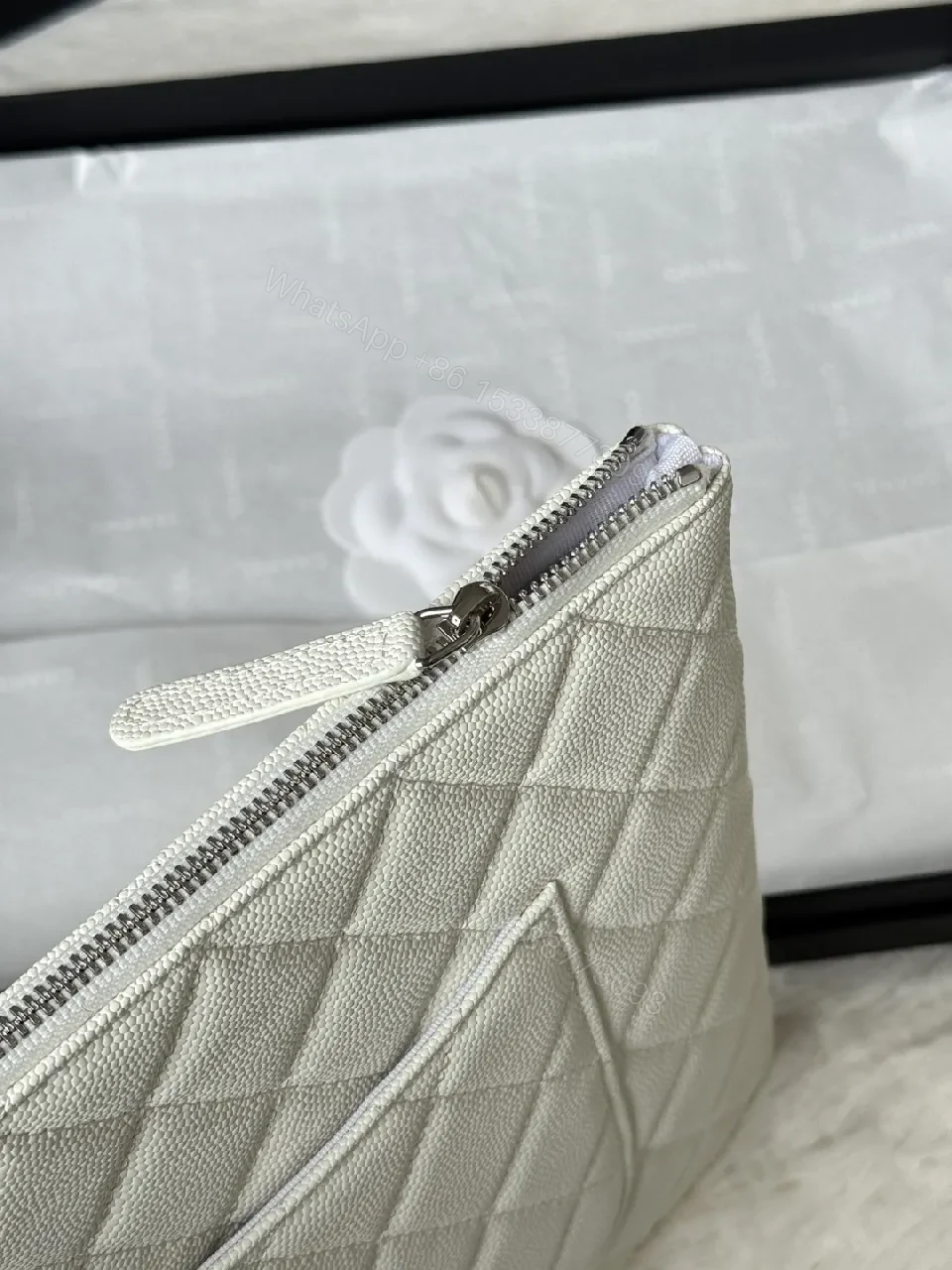 View 2 of Ivory Quilted Leather Pouch - Everyday Luxury Organizer