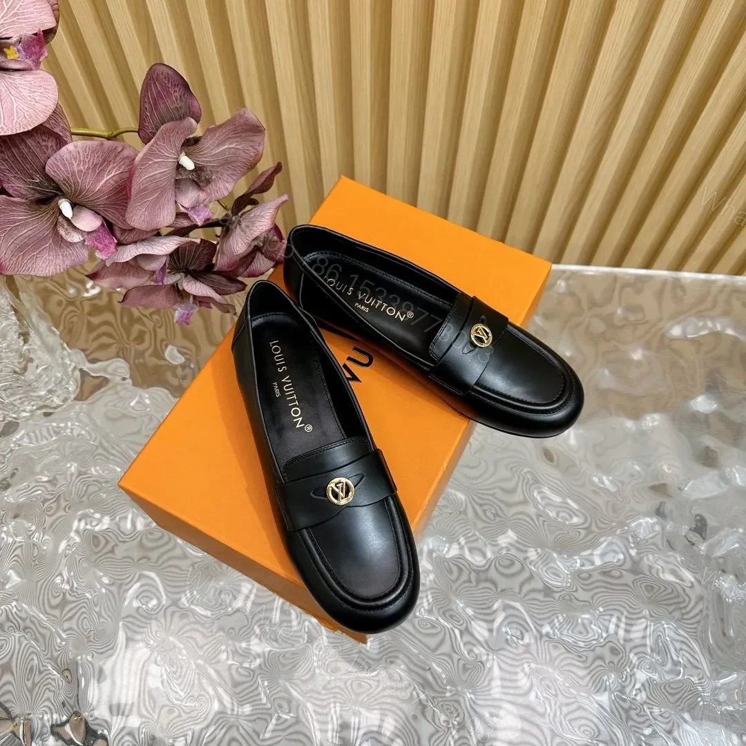 View 5 of LV Women Black Leather Loafers