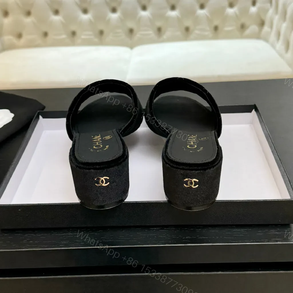 View 3 of Quilted Velvet Mules: Logo Detail, Everyday Luxury, Comfort