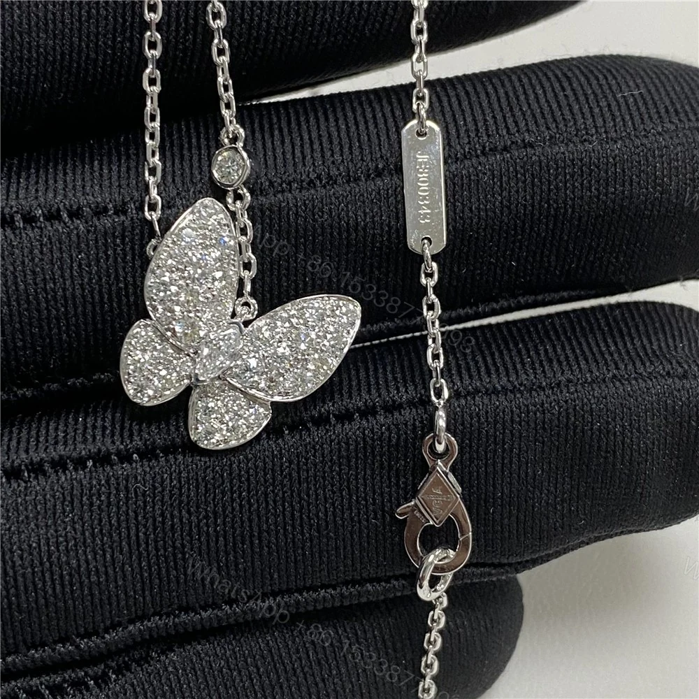 View 3 of Van Cleef 18k gold Diamond Butterfly Necklace VCARO3M400