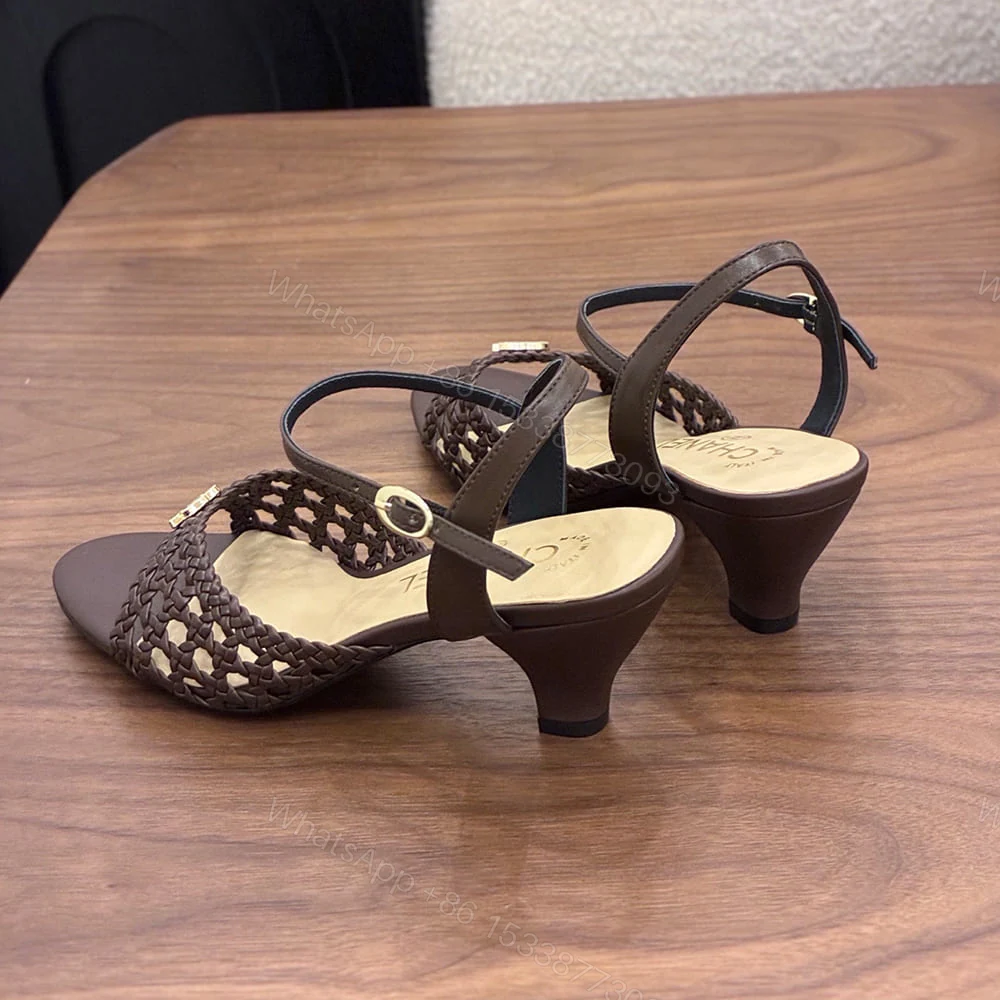 View 6 of CHANEL Braided Ankle-Strap Sandals 360978