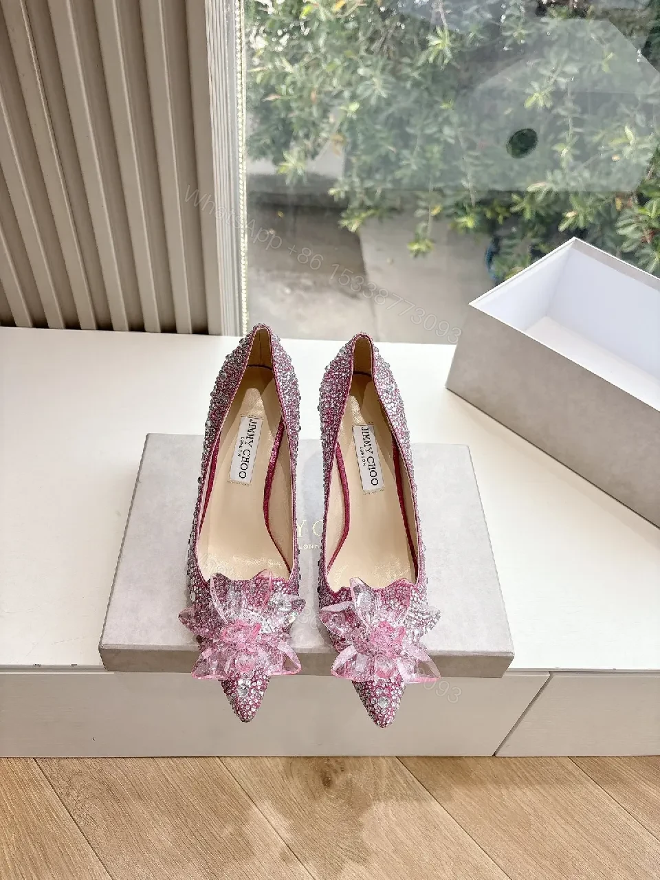 View 8 of Pink Crystal-Accent LV-Style Pumps
