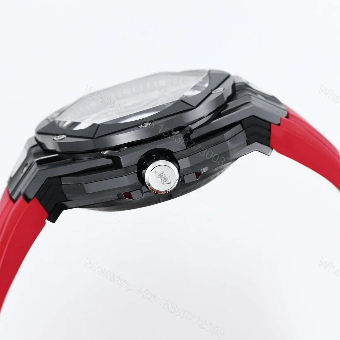 View 5 of Hublot Big Bang Sang Bleu Replica 45MM Premium Black Ceramic Red Rubber Strap Edition RG-HUBLOT-SANGBLEU-RED-45