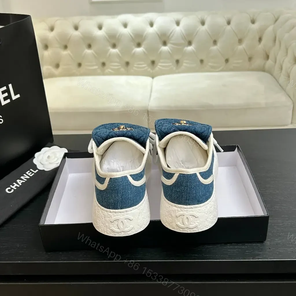 View 10 of Denim Luxe Low-Tops with Chanel-Style Embroidery Sneakers
