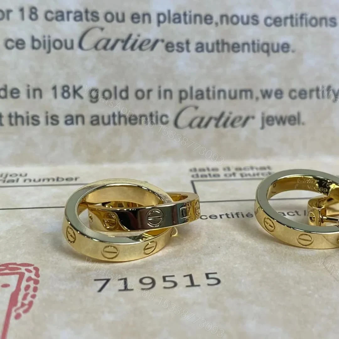View 5 of 18K Gold Cartier Double Hoop Transformable Love Earrings