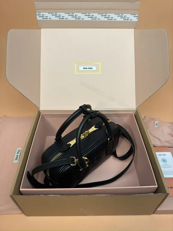 View 3 of Structured Black Leather Satchel â€” Modern, All-Day Chic, Miu Miu Inspired