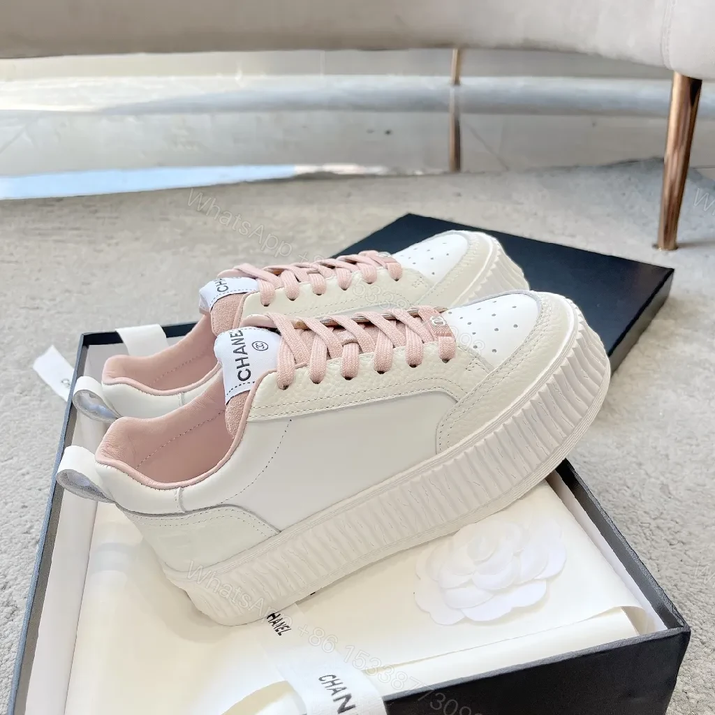 View 8 of Rose-Tone Leather Platform Sneakers: Subtle Luxe, Everyday Comfort