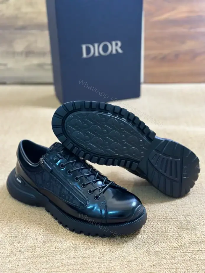 View 3 of DIOR COMBAT DERBY SHOES BLACK POLISHED CALFSKIN AND BLACK OBLIQUE JACQUARD – CD197