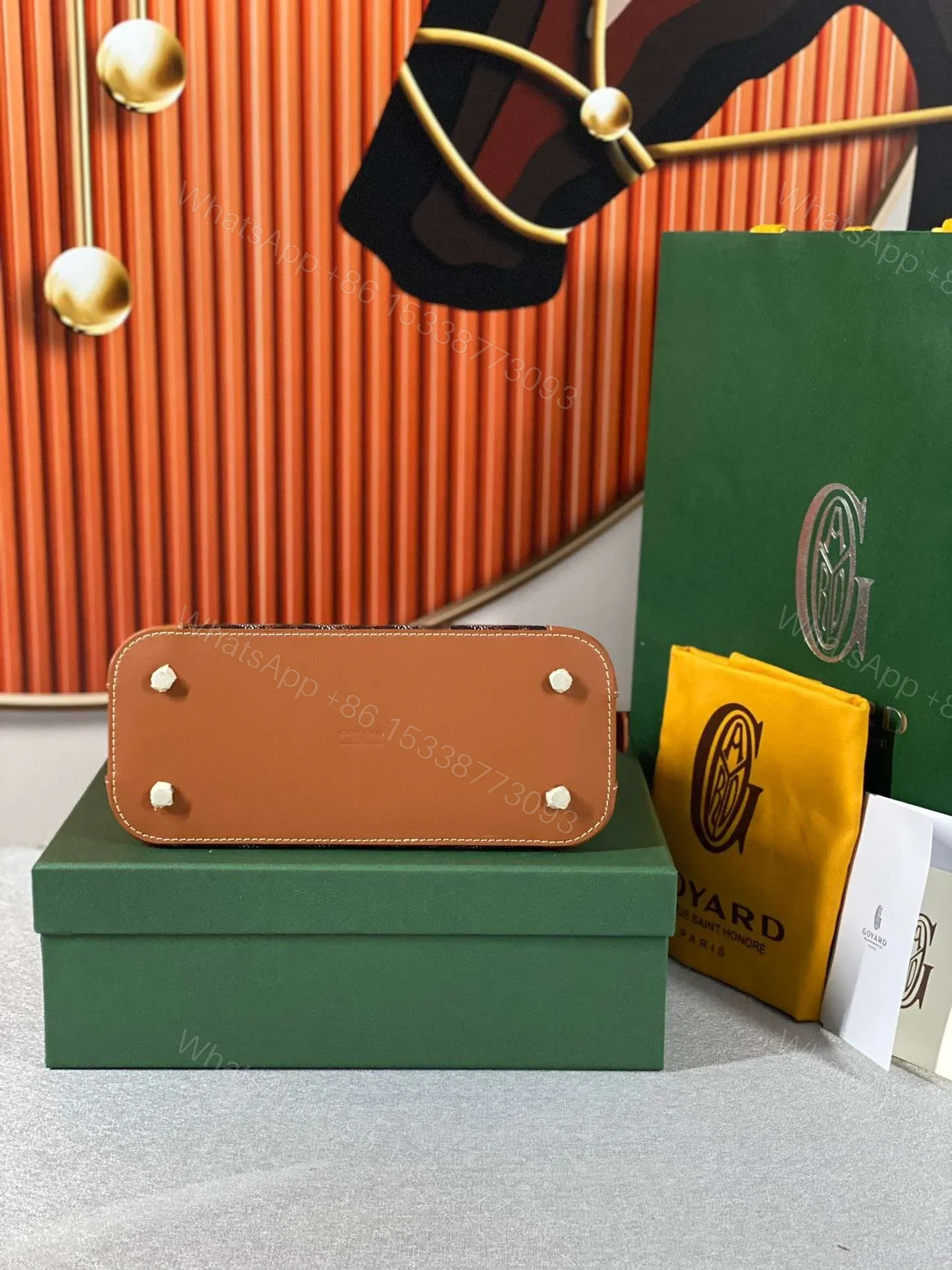 View 5 of Goyard Alma Vedome Replica 11 Handbag Fabric Wrapped Leather Strap 24cm
