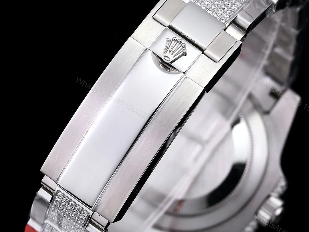 View 8 of Rolex Full Iced Diamond Dial Three-Link Bracelet Luxury Watch 42mm Ultimate Edition RG-ROLEX-FULL-ICED-DIAMOND-42