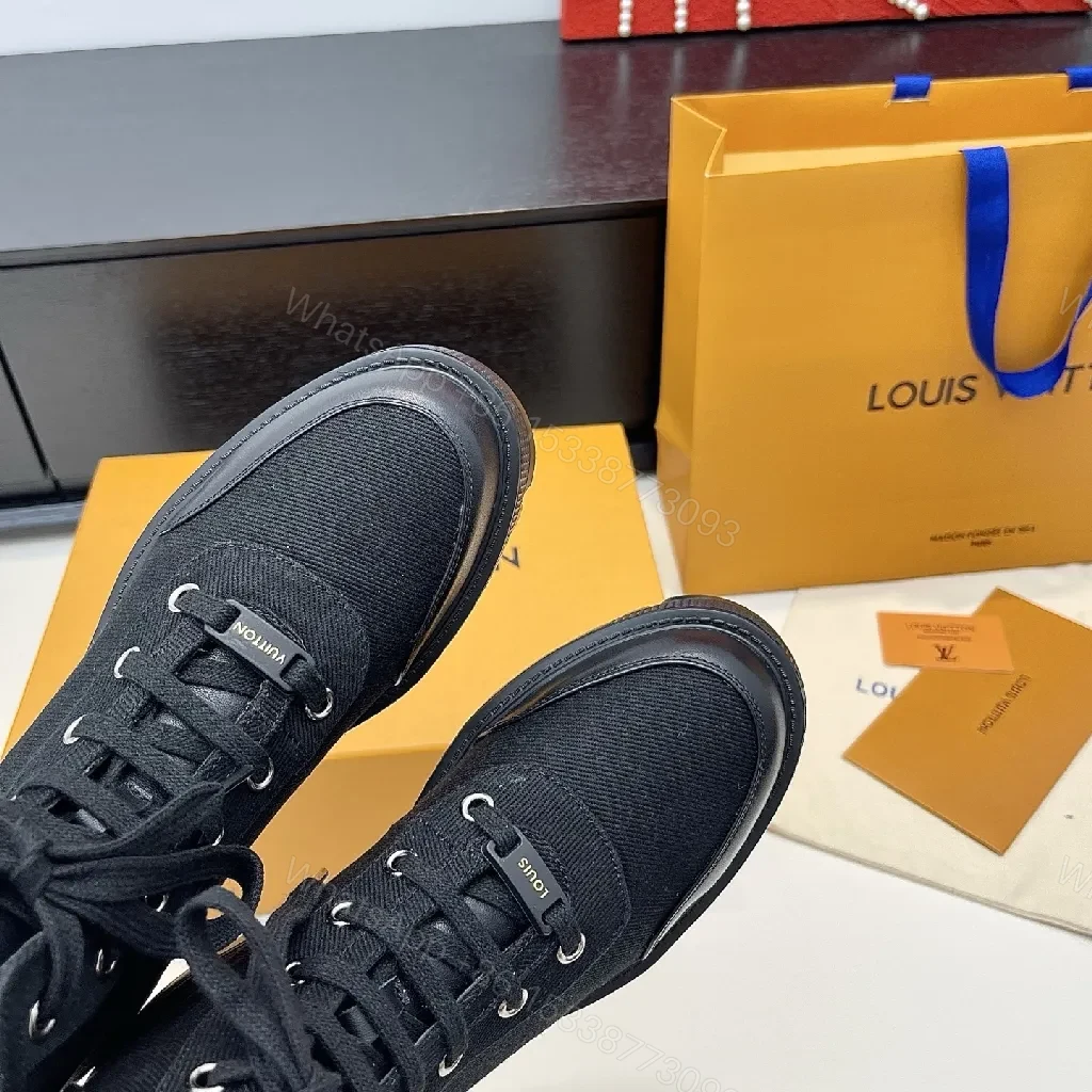 View 5 of Bold Canvas Leather Boots: Subtle LV-Inspired Luxe Comfort