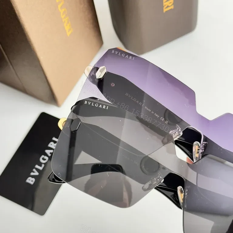 View 4 of Boldly Minimalist BVLGARI Sunglasses: Sculpted Edge Shield Style