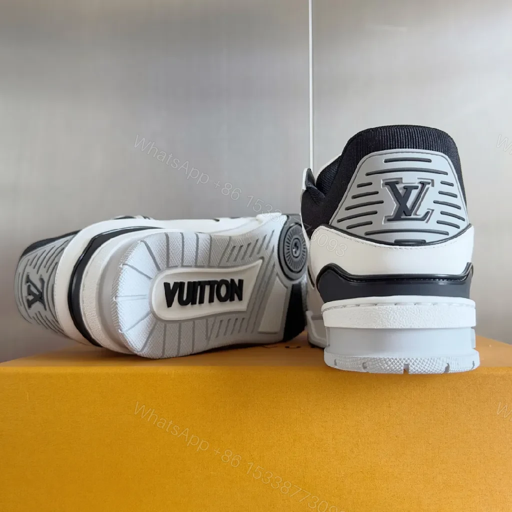 View 4 of Bold White & Black Luxe Detail Sneakers, All-Day Comfort