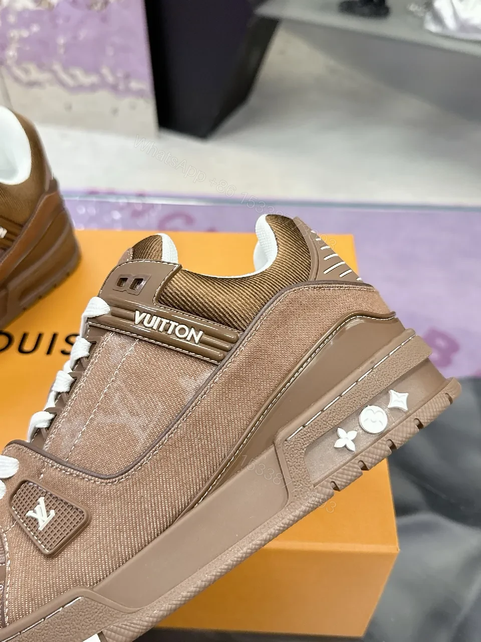 View 8 of Brown Leather Detail Low-Top Sneakers: Luxe Everyday Comfort