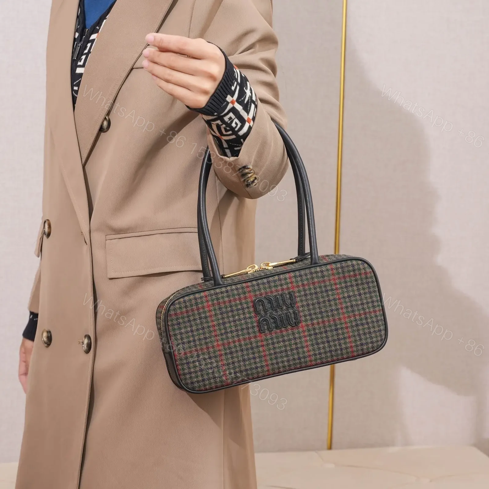 View 20 of 高仿miumiu*Beau系列5BB173織物千鳥格手提包免檢版