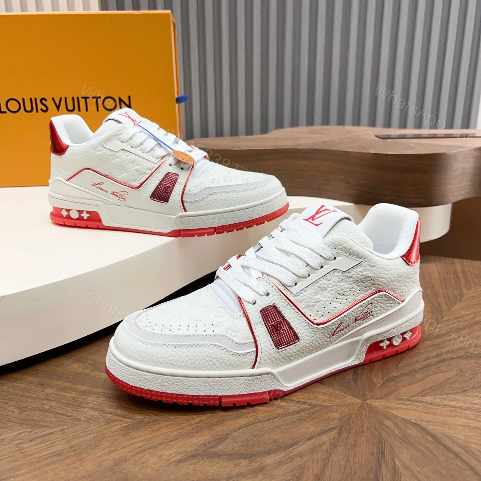 LV一比一 Trainer Monogram白紅撞色精品潮流休閒運動鞋 — view 1