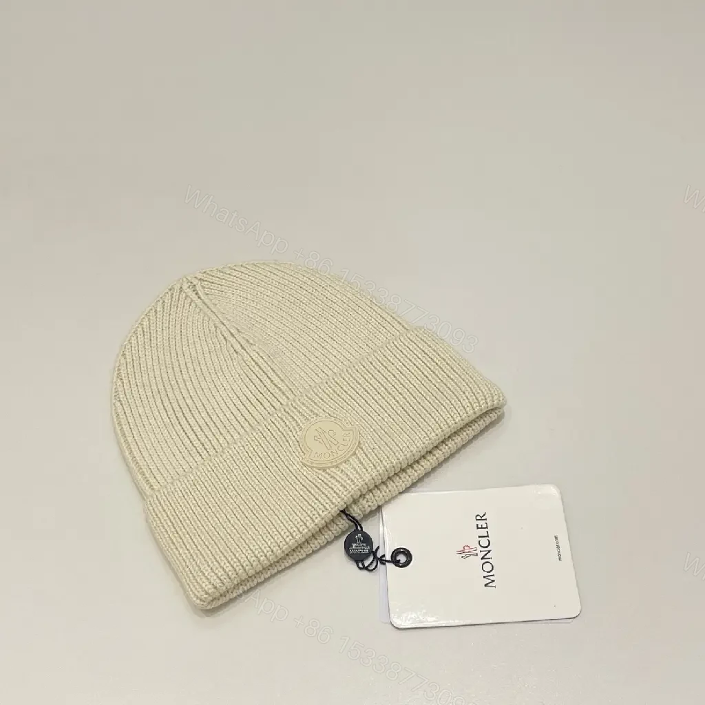 View 6 of Textured Knit Beanie - Luxe Wool, Ribbed Style, Subtle Logo, All-Season Warmth
