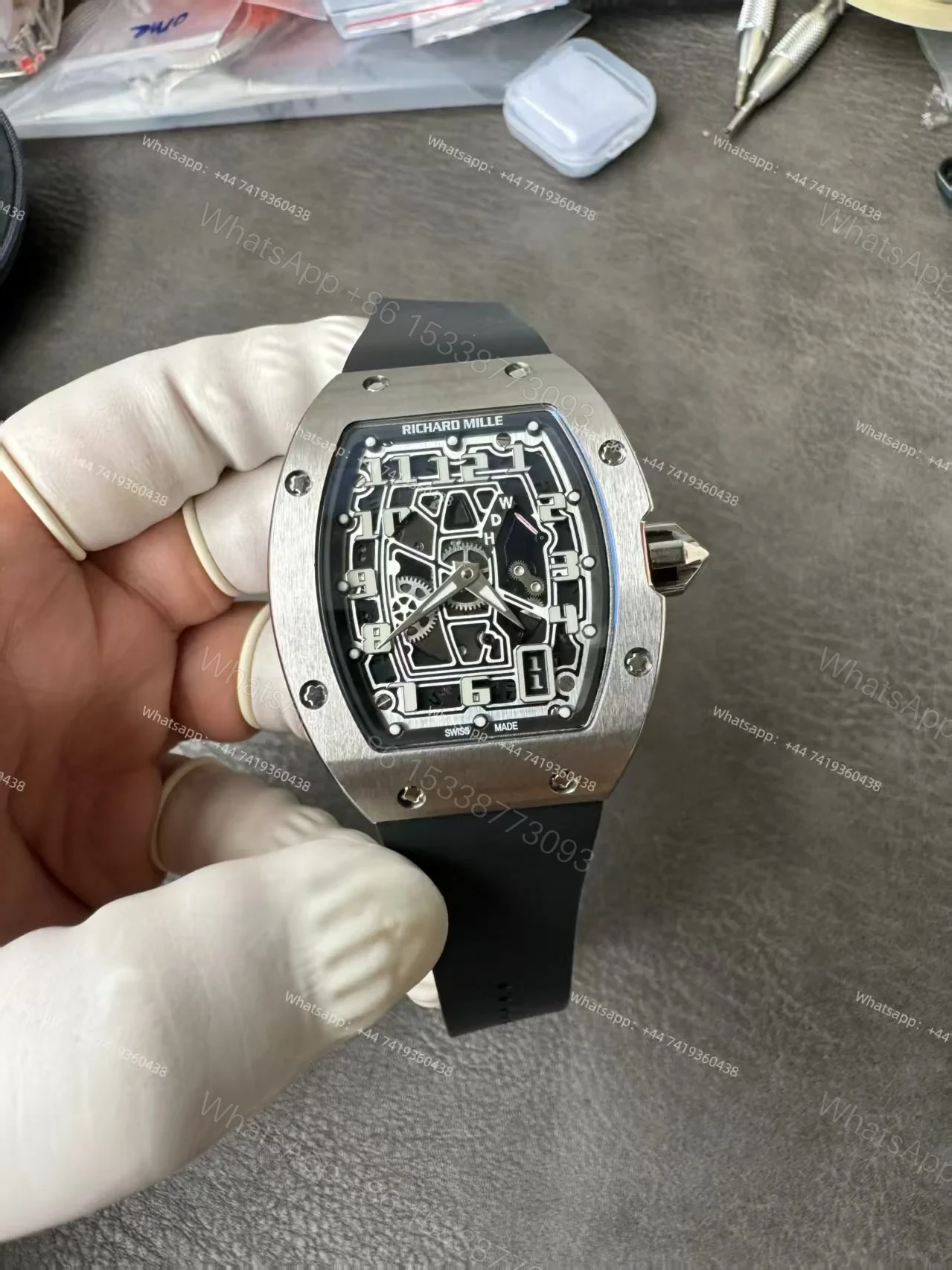 View 17 of Super Clone Richard Mille RM 67-01 Titanium Skeleton Pink Velcro Strap