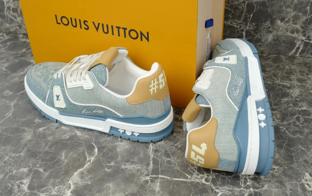 View 6 of Blue-Gray Denim Low-Top Cushioned Sneaker