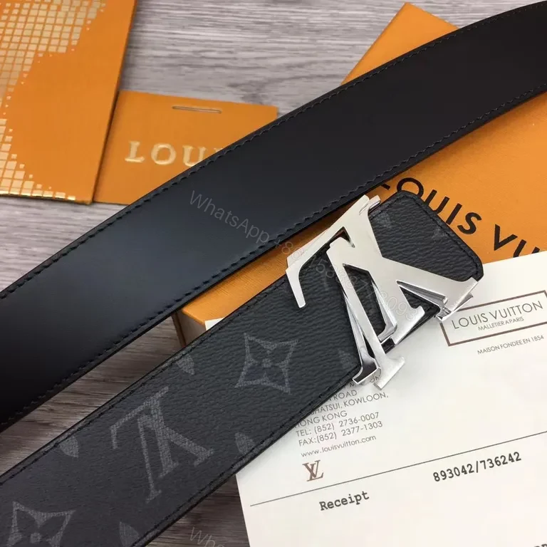 View 6 of Monogram Belt: Black LV Canvas, Bold Silver Buckle, Luxury