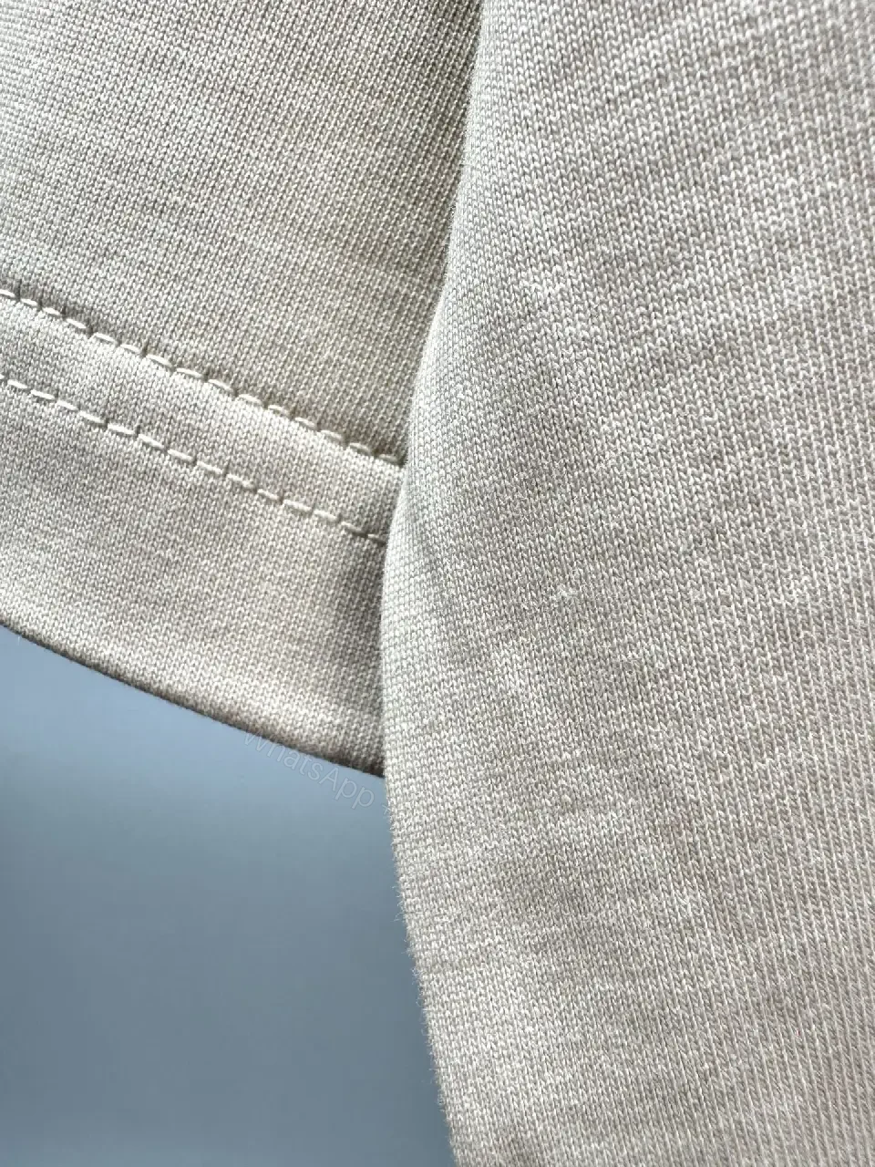 View 9 of Light Beige Off-White Loose Tee with Chest Logo, Short Sleeves