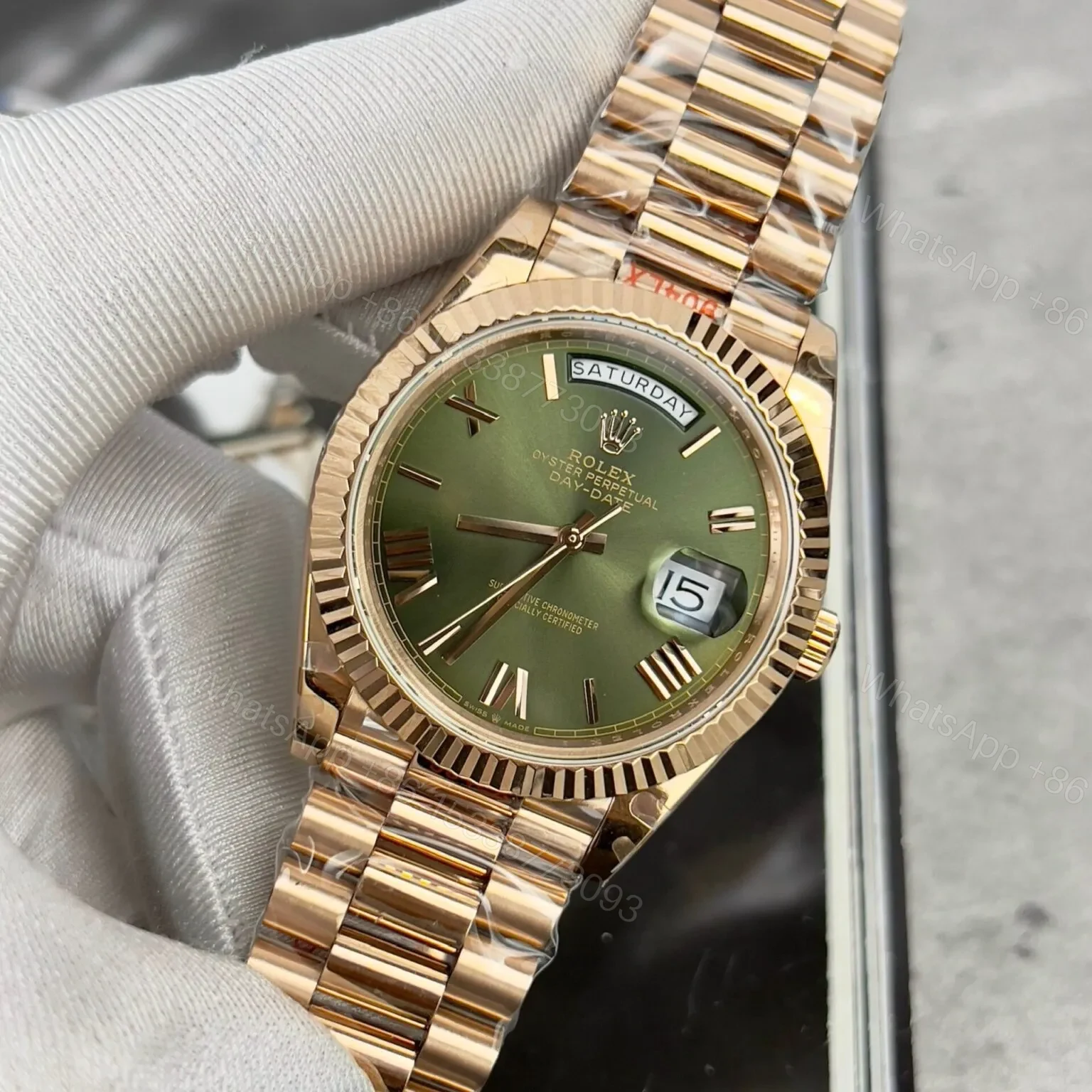 View 3 of Superclone Rolex Day-Date Olive Green Dial 228235-0025 40 mm