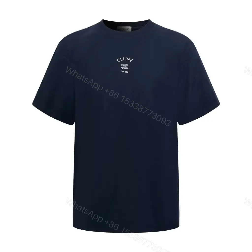 View 5 of Navy Cotton T-Shirt Casual Logo Tee Classic Fit Tee